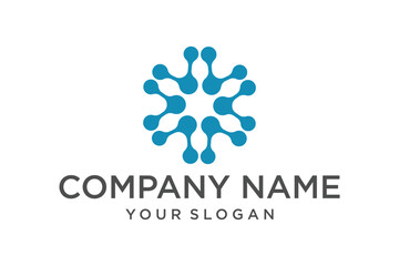 Abstract Blue Molecular Network Logo Design for Modern Technology and Business Branding
