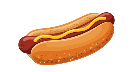 Classic American hot dog with yellow mustard in a bun.