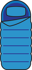 Camping bed roll sleeping mat Blue color icon.