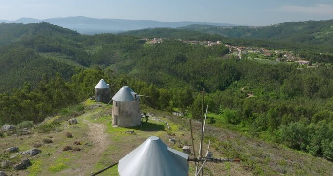 Windmills of Gavinhosv, village of Penacova, Portugal