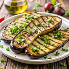 grilled eggplant with olive oil drizzle