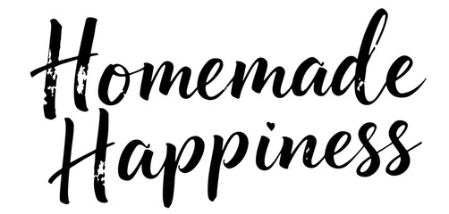 Homemade Happiness handwritten black ink calligraphy on transparent background