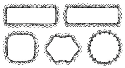 Collection of ornate black and white decorative frames and borders