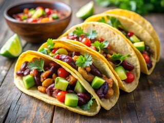 Vegan tacos with beans and avocado