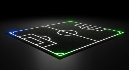Glowing digital soccer field