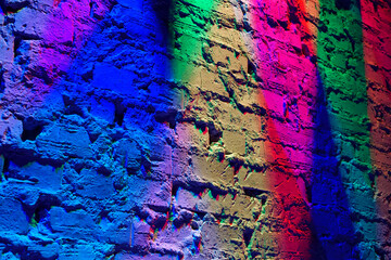 Real lighting from lamps of different colors. Play of colors, light and shadows