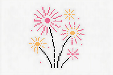 Vibrant fireworks burst in the night sky, creating a dazzling display of light.