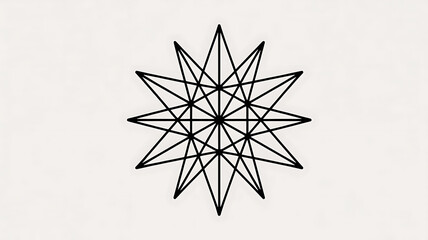 Geometric starburst design, intricate lines radiating outwards, creating a symmetrical and striking visual.