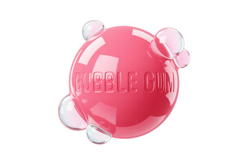Vibrant pink sphere with attached bubbles, playfully suggesting a sweet treat and joyful moments.