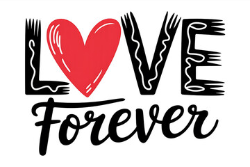 Stylized word "love" with a heart replacing the 'O', accompanied by the word "forever" below.