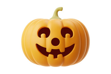 Bright orange pumpkin with carved spooky face, ready for Halloween festivities and autumnal celebrations.