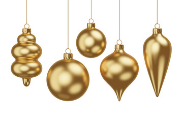 Glistening golden ornaments hang suspended, evoking festive holiday cheer and celebratory atmosphere.