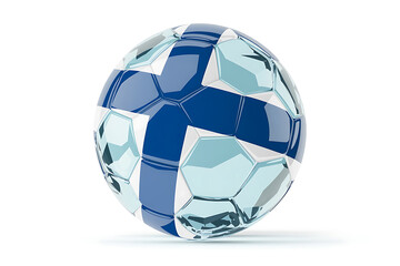 A soccer ball displays the colors and design of a national flag, representing sport and identity.