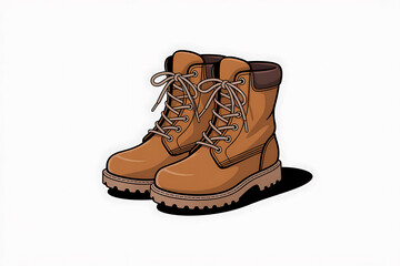 Brown lace-up boots with thick soles, sturdy footwear for outdoor adventures and rugged terrain.
