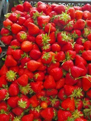 strawberries in a market