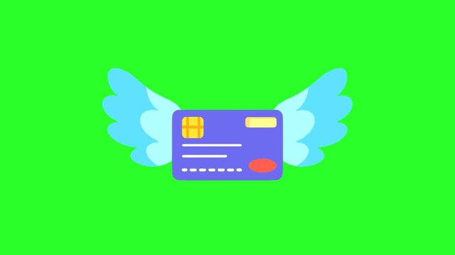 Credit Card with Wings Symbolizing Quick Transactions and Online Payments