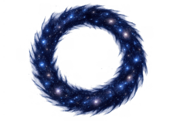 Cosmic galaxy portal ring creating a space wormhole with stardust and glowing stars, transparent background