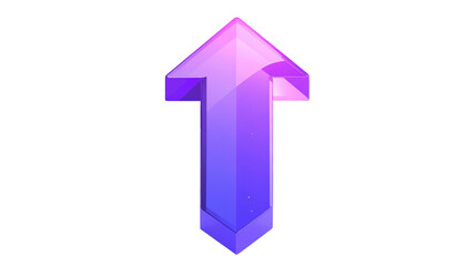 Fototapeta premium Glossy purple arrow pointing upwards on a black background. Vector style with gradient colors and defined edges