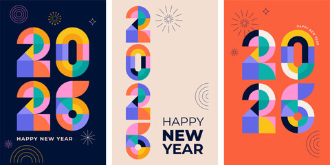 Colorful geometric New Year 2026 banner