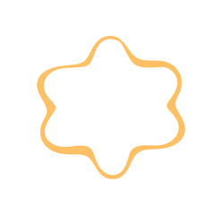 Groovy wavy outline retro abstract frame shape in soft yellow. Graphic border forms a unique y2k line and label, modern background for stylish or vintage creative use.