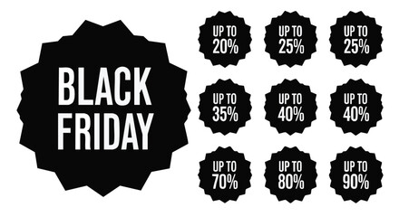 Black friday sale with different discount percentages