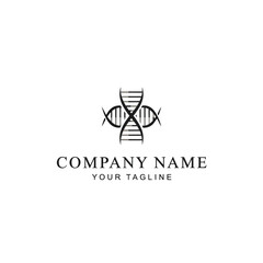 Elegant DNA Helix Cross Logo for Medical and Scientific Companies.