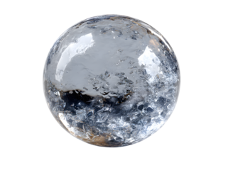 Ice ball isolated on white background with clipping path. Abstract sphere glossy geometric object for food and drink.