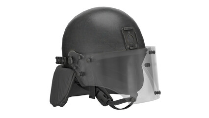 Fototapeta premium Modern black helmet with face shield used in security operations