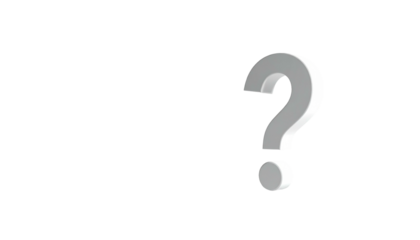 Question mark 3D object, gray & white outlined, against a deep, black background