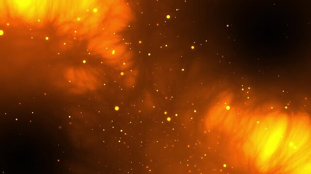 abstract burning orange nebula background with luminous gold particles for aggressive action sequences and overlays