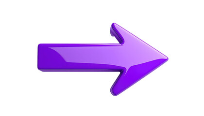 A glossy purple arrow pointing right, isolated against a black background, with a distinct 3D appearance