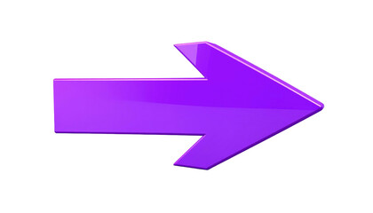 Glossy purple arrow pointing right, isolated against a pure black background. Simple design