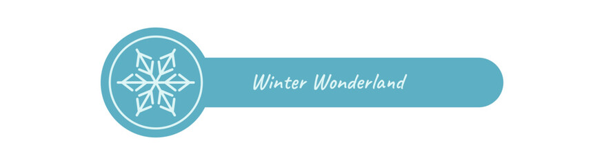 Blue line snowflake lid label with winter frost element in cool decoration. Icy snow flake design for package and christmas, simple blue chill accent, perfect for festive product.