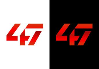 Vector logo icon Number 4F7 negative space