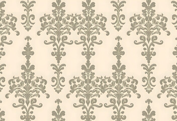 traditional grey damask floral seamless pattern
