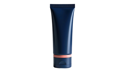 Sleek, dark blue tube with a coral accent at the base, standing out on a stark black background