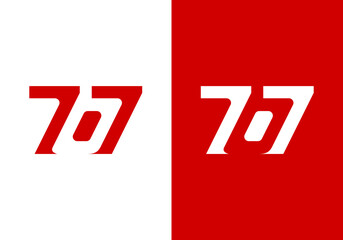 Vector logo icon Number 707 negative space