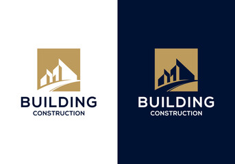 building icon logo design vector with gold color