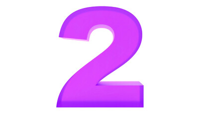 3D number '2' in shades of purple, with smooth curves against a solid black background