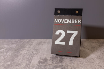 Wooden Calendar Showing the Date of November 27