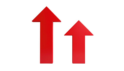 Two red arrows point upward on a black background, rendered in 3D with a slight shadowing effect