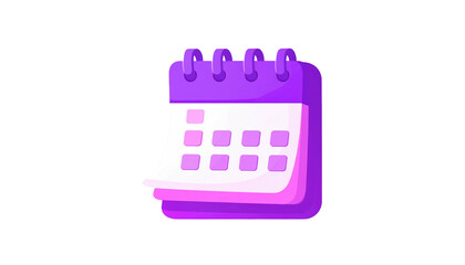 Purple stylized calendar icon with white dates, sitting on a black background