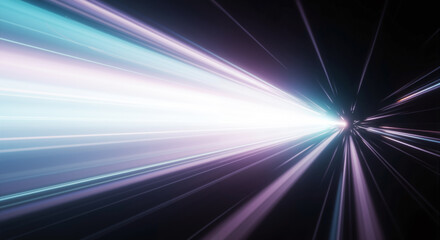 Obraz premium High speed light streaks in futuristic technology tunnel background.