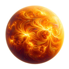 Vibrant abstract illustration of a glowing orange energy sphere with swirling patterns, resembling a fiery sun or plasma ball.
