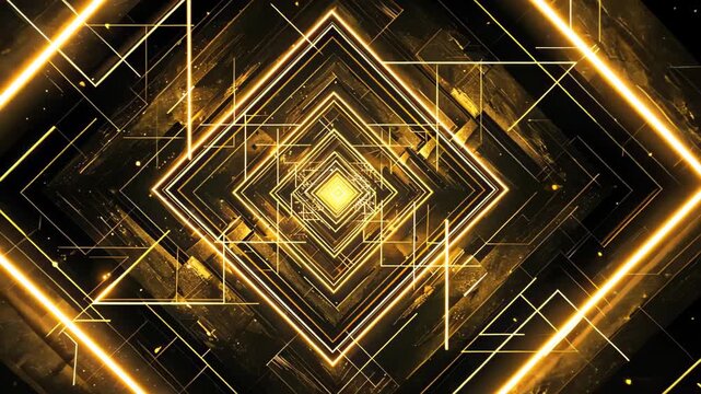 Geometric Abstraction: A captivating display of golden lines and geometric shapes creates a mesmerizing visual experience. Evoking a sense of modernism and sophistication.