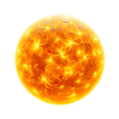 Vibrant abstract illustration of a glowing orange energy sphere with swirling patterns, resembling a fiery sun or plasma ball.