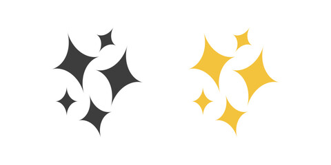 sparkle, glitter, shine, stars sparkles icon set in black and yellow, symbolizing shine, glow, and brightness. for highlights, magic, premium, or enhancement effects