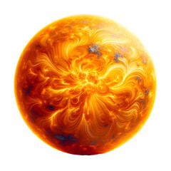 Vibrant abstract illustration of a glowing orange energy sphere with swirling patterns, resembling a fiery sun or plasma ball.