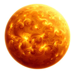 Vibrant abstract illustration of a glowing orange energy sphere with swirling patterns, resembling a fiery sun or plasma ball.
