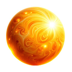 Vibrant abstract illustration of a glowing orange energy sphere with swirling patterns, resembling a fiery sun or plasma ball.